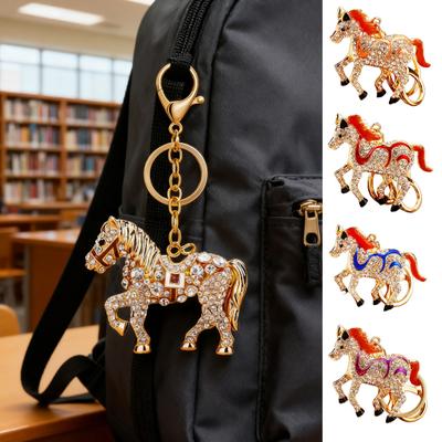 Keychain 2026 Year of Horse Key Chain Shiny Rhinestone Horse Animal Design
