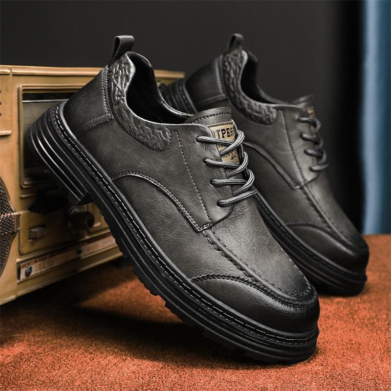 Fashion Men's Formal Social Shoes lace up Leather Round Cap Toe Oxfords Original Business Men Dress Shoes outdoor fashion footwear
