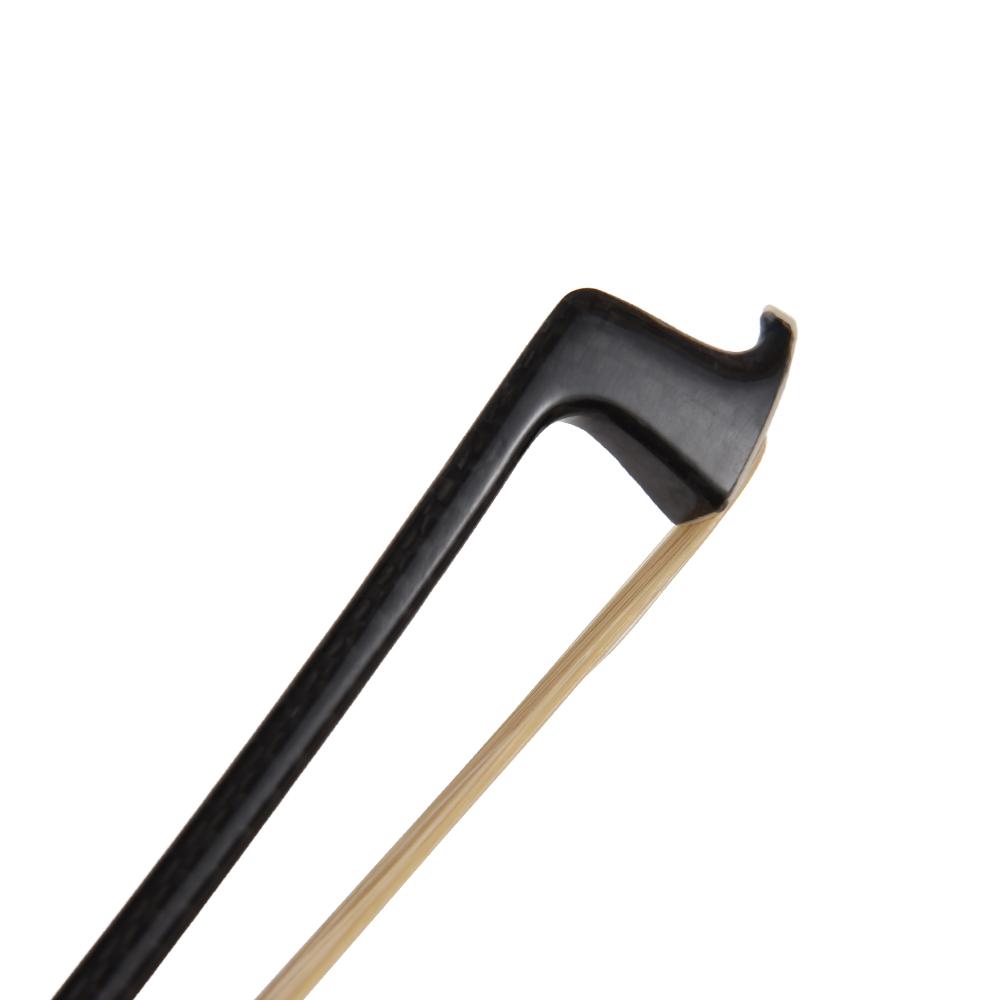 4 4 Violin Fiddle Bow Carbon Fiber Round Stick Ebony Frog Horsetail Hair Well Balanced