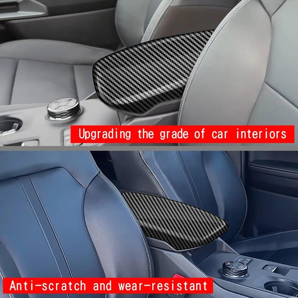 Carbon Fiber Look Car Armrest Box Cover Panel Trim Decoration For Ford Ranger T9 2023+ Auto Accessories