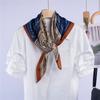 Korean Vintage Color Block Paisley Square Scarf Women Fashion Accessory