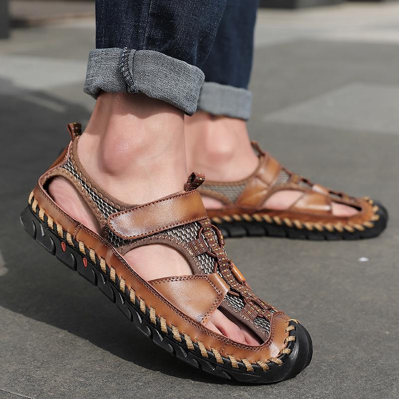 Summer Men's Sandals Fashion Men Casual Shoes Design Beach Men Shoes Genuine Leather Sandals Man Sandals Big Size
