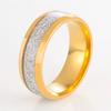 Trendy 8mm Rose Gold Color Vintage Imitated Meteorites Inlaid Rings Men Stainless Steel Rings for Men Wedding Band Jewelry Gifts