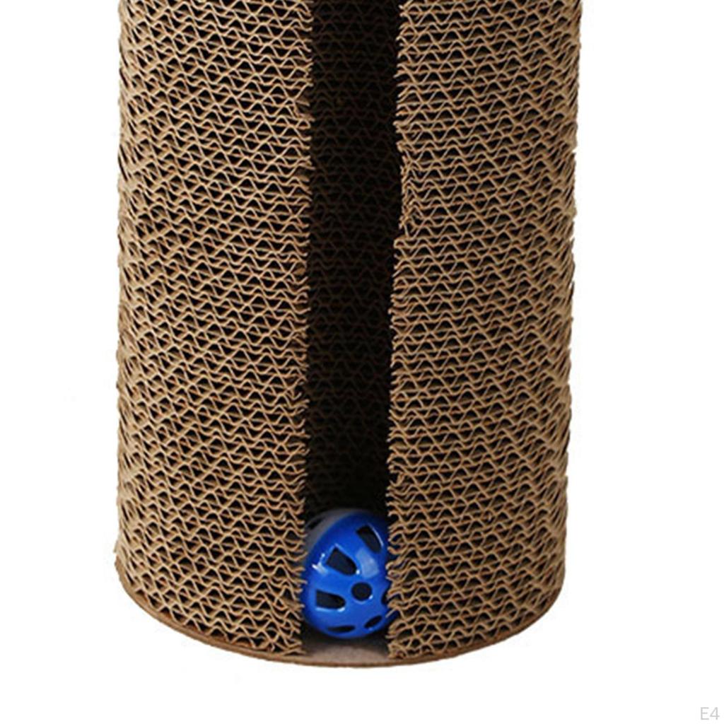 Cat Scratching Board with Bell Ball Post Corrugated Cardboard for Indoor Cats