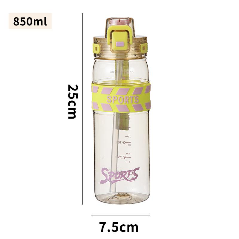 Water bottle High value outdoor sports kettle Large capacity straw cup Portable portable plastic cup Double drinking cup logo