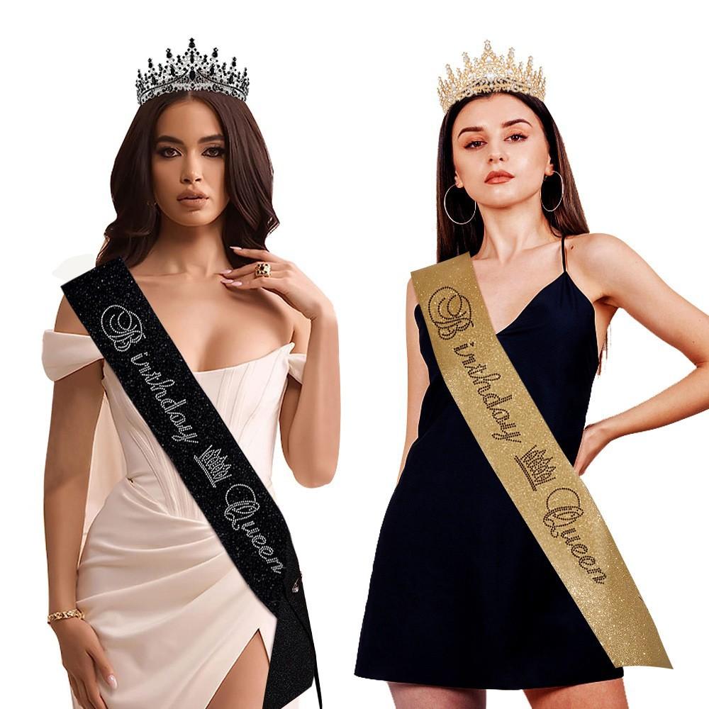 Gold Crown for Women Crystal Princess Tiaras Rhinestone Queen Headband Wedding Bridal Hair Accessories Birthday Pageant Party Coming of Age Ceremony