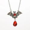 Gothic Sliver Color Vampire Bat Teardrop-shaped Purple Rhinestone Pendant Necklace for Women Steampunk Halloween Gifts Jewelry