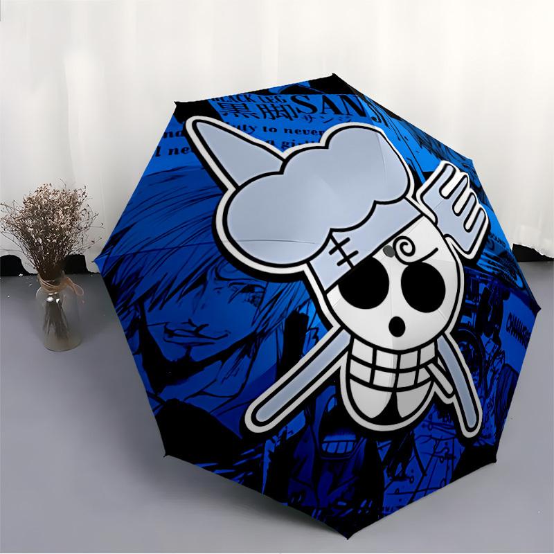 1pc One Piece Straw Hat Automatic Folding Umbrella with 8-Rib Compact & Lightweight Design, Self-Opening/ Closing044