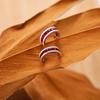 Fashion Brilliant Earrings For Women New In  Inlaid Full Diamond Red Gemstone C-Shaped Stud Earrings Engagement Jewelry