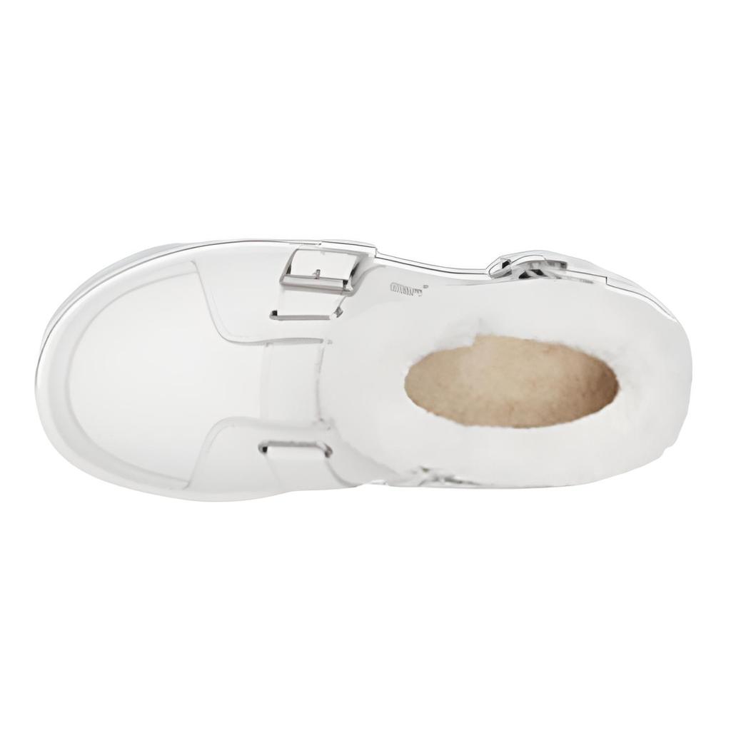 UGG Top Grain Cow Leather Thermal Casual Comfortable Buckle Fleece Lined Short Snow Boots Women's White (Unisex) Snow Boots 1138157 WHT