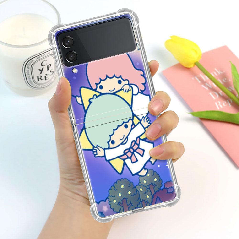 

Роскошный чехол для Samsung Galaxy Z Flip 3 4 5G Funda Z Flip3 Clear PC Hard Противоударный чехол для телефона Shell LittleTwinStars Cute Samsung Z Flip4 5G