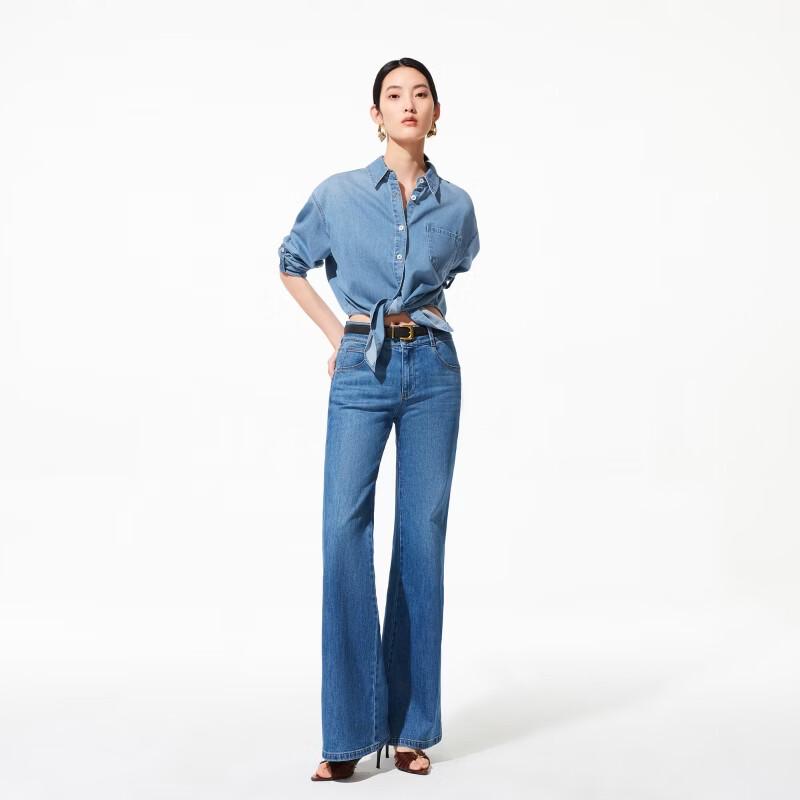 VEROMODA Women's Lyocell Blend Tie-Sleeve Denim Shirt