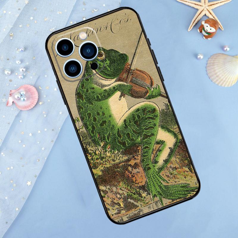 Vintage Retro Frosch Pilze Hülle Für iPhone 15 16 14 13 12 11 Pro Max Mini X XR XS Max 7 8 Plus Stoßfänger Hüllen Abdeckung
