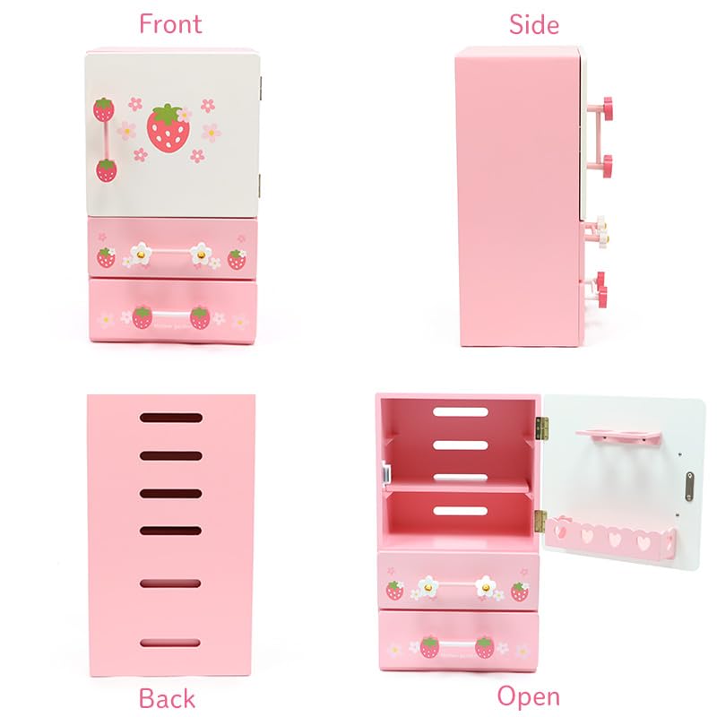 Mother Garden Wooden Toy Wild Strawberry Cutie Chilled Refrigerator Play 18 Fully Set, Accessories, Assembled, 441-37029