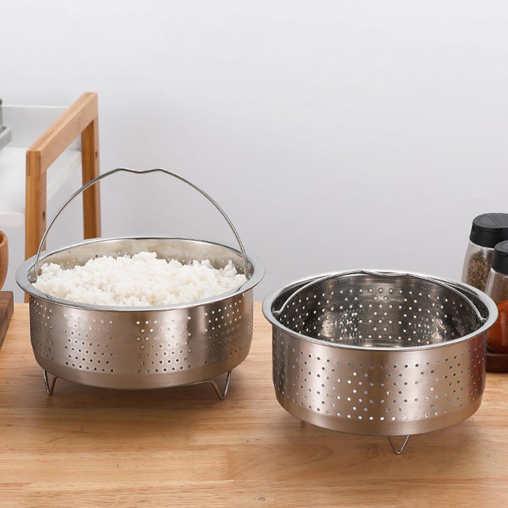 Stainless Steel Steamer Basket Insert Steamer Rack Insert Pot Rice Steamer With Handle Kitchen Cooker Cooking Tool