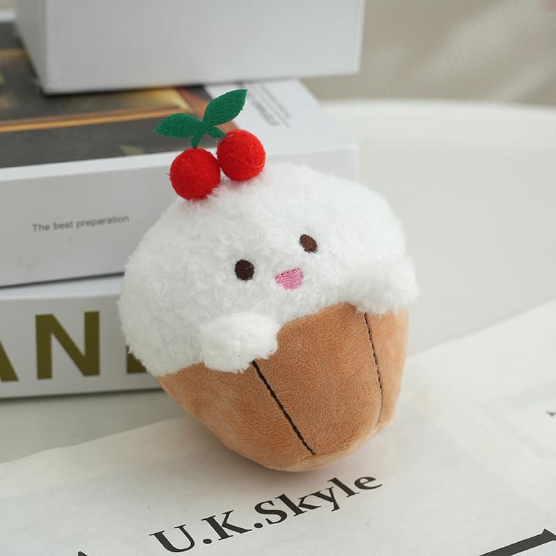 Adorable Cute Yellow Chicken Plush Toy Soft Strawberry Peach Bag Charm Doll