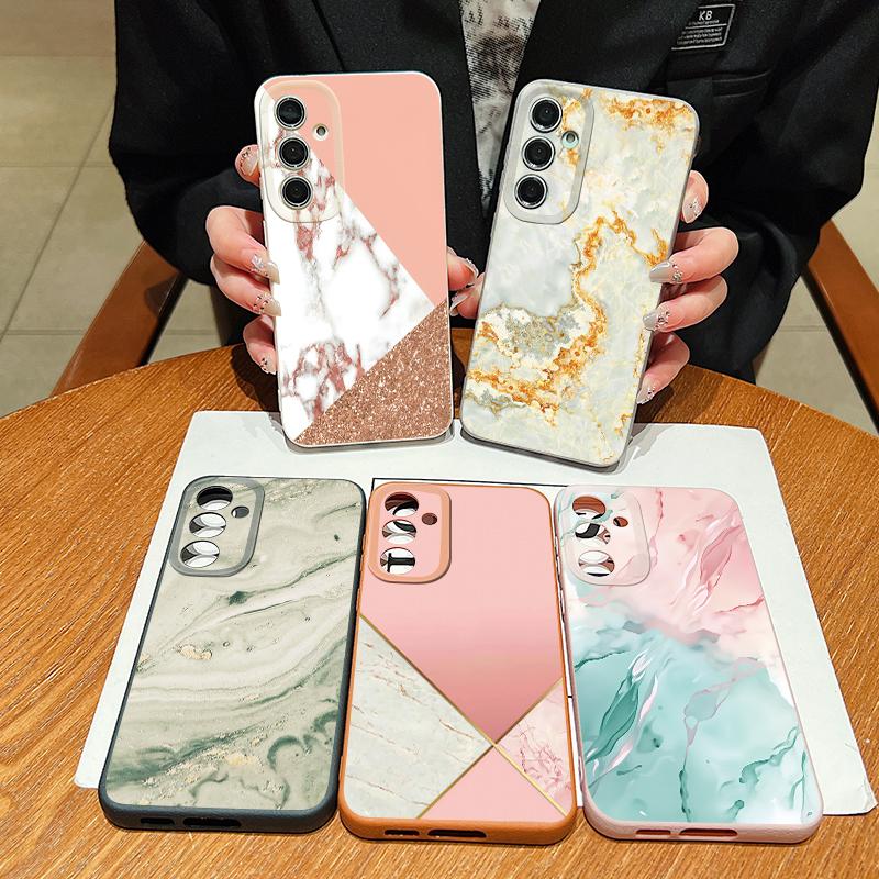 Splicing Marble Pattern Case For Samsung A18 A57 A37 A17 A56 A36 A26 A16 A55 A35 A25 A15 A54 S21 FE S22 S23 S24 Plus S25 S26 Ultra Silicone Cover
