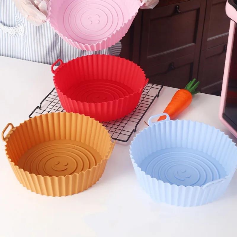 Square Air Fryer Silicone Tray Oven Baking Tray Pizza Fried Chicken Baking Tool Reusable Liner Nostick Airfryer Silicone Basket