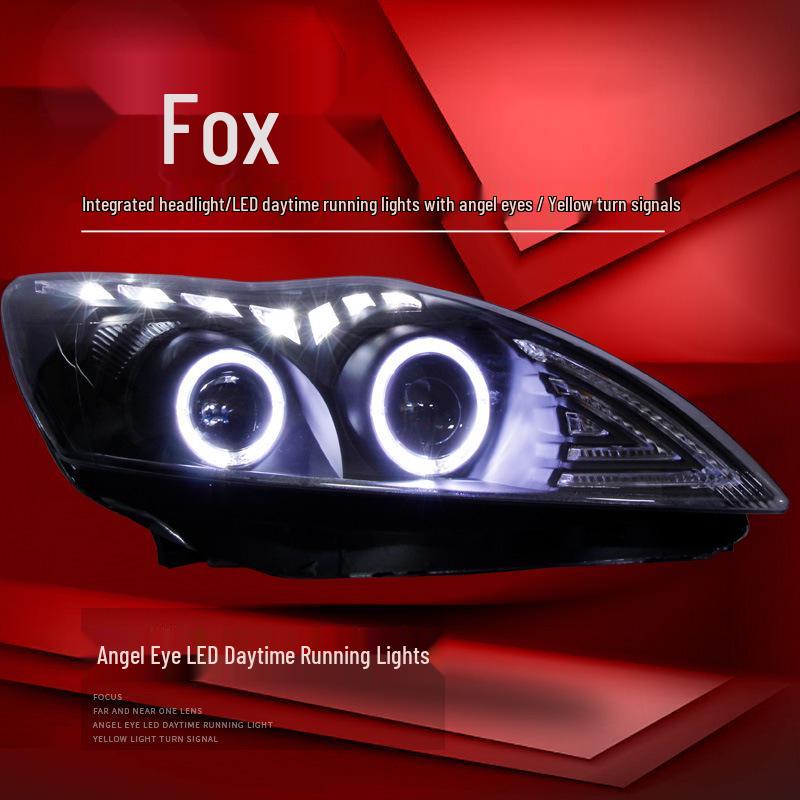 09-13 Classic Focus LED Angel Eyes Headlight Assembly with Daytime Running Xenon Lamps