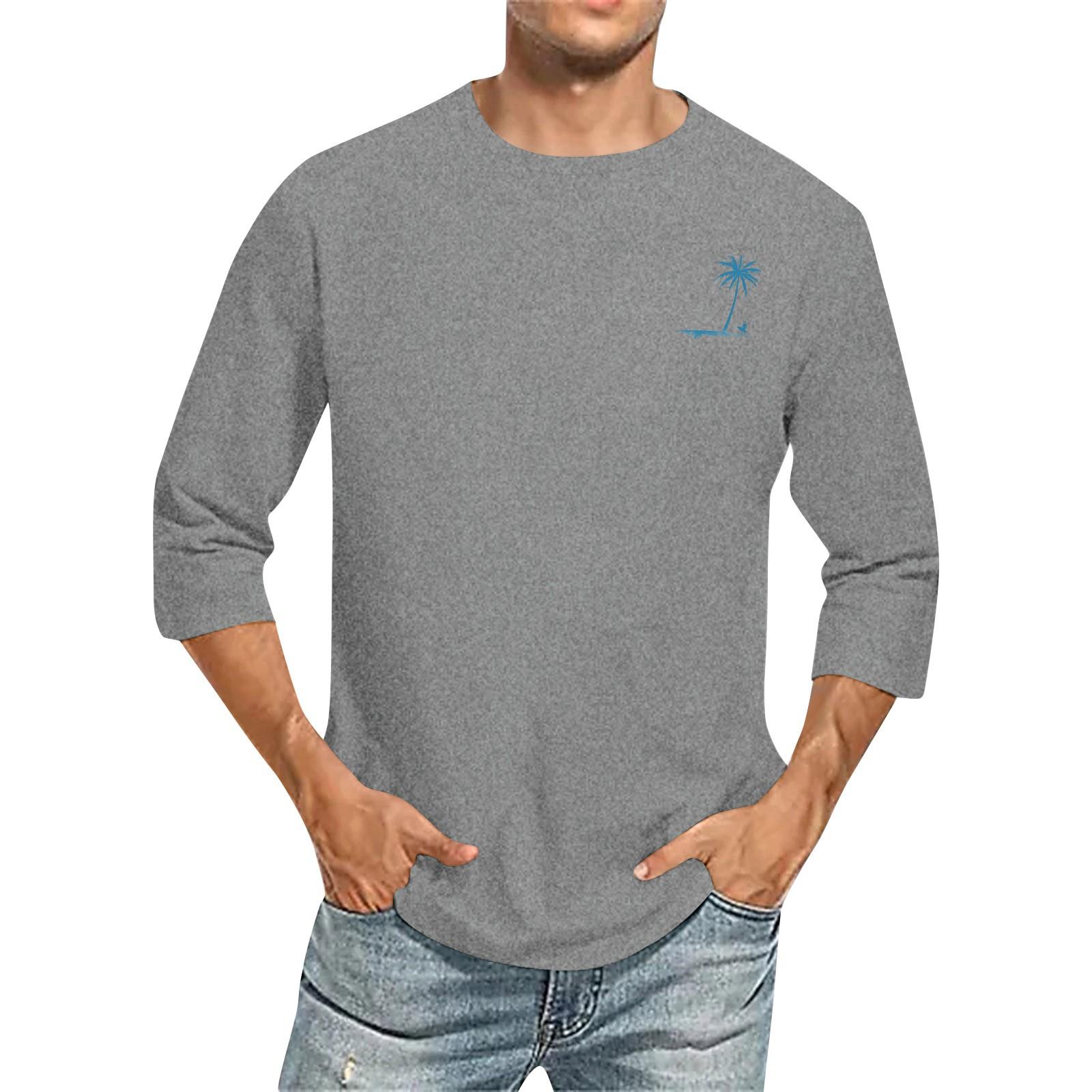 

Men s casual and fashionable printed collar three-quarter sleeve top T-shirt M