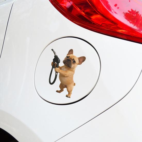 Fun Fuel Cap Sticker Cute Dog Cat Mouse Car Sticker Waterproof