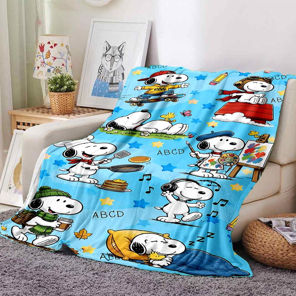 1pc Snoopy Dreams Woodstock Flannel Blanket,Ultra Soft Warm Plush Throw for Home Bedroom Bed Sofa Cover Camping Picnic gift Y72433