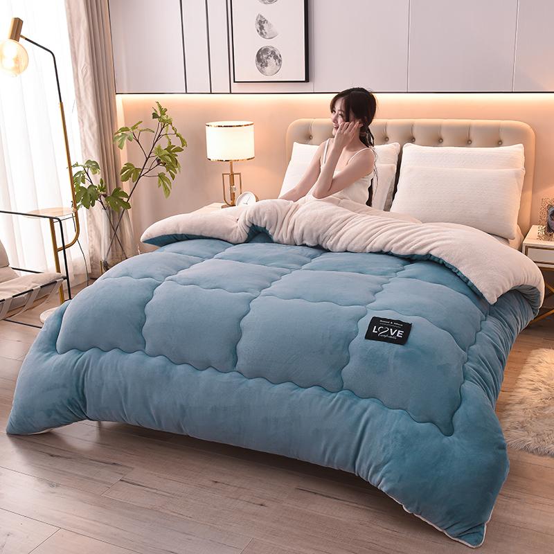 Thiened Lamb Velvet Blanket Double-Sided Coral Velvet Warm Winter Quilt Duvet Core Cotton Cover for Autumn And Winter