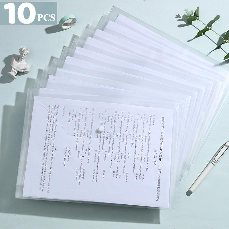 10 Pieces File Bag Plastic 10C A4 Paper Storage Folder Pp Transparent Portfolio Policy Briefcase With Label Water-Repellent File Bag
