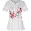 Women Summer Short Sleeve V Neck Printed T Shirt Top