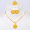 4PC Women's Fashion Gold Flower Necklace, Earrings, Rings, Zircon Set Suitable for Wedding, Party, Festival Gifts