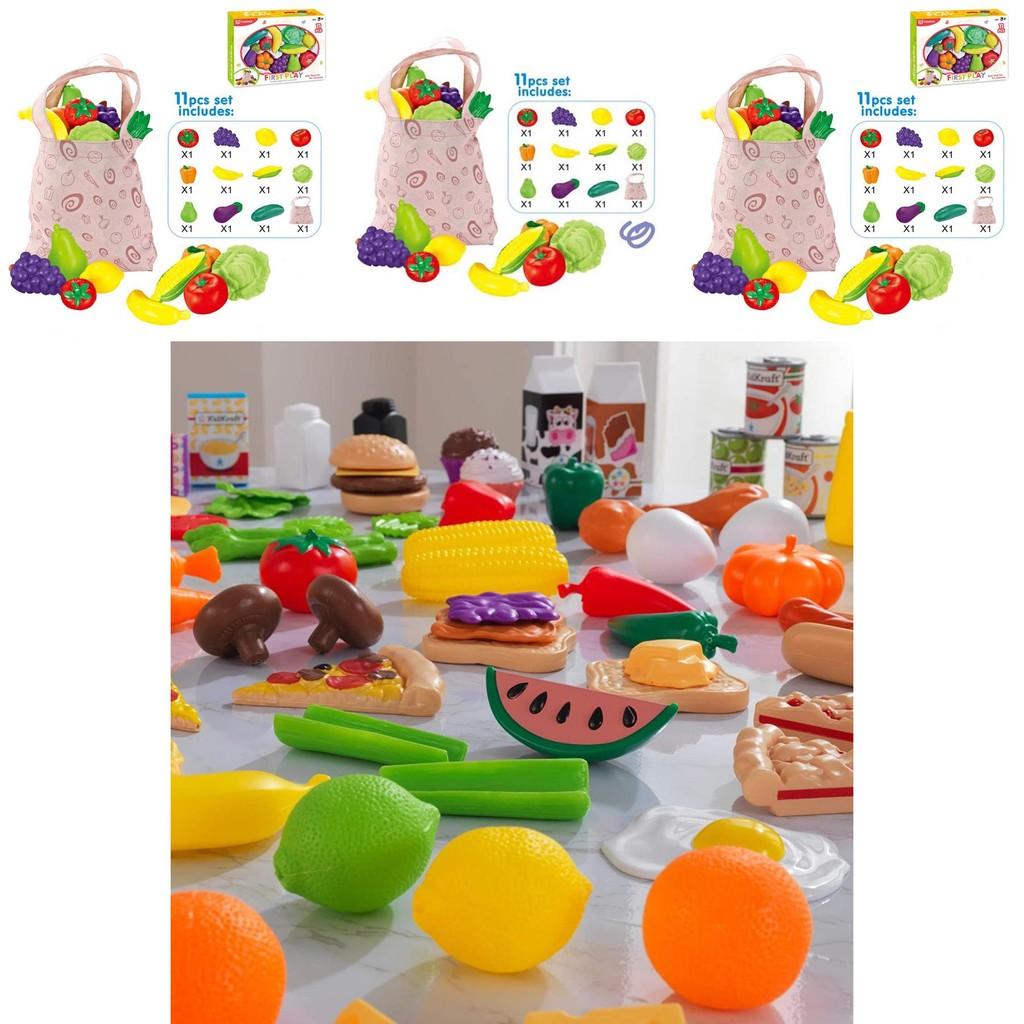 Colorful Kitchen Toys For Learning Fruits And Vegetables Soft Rubber Pretend Play Set