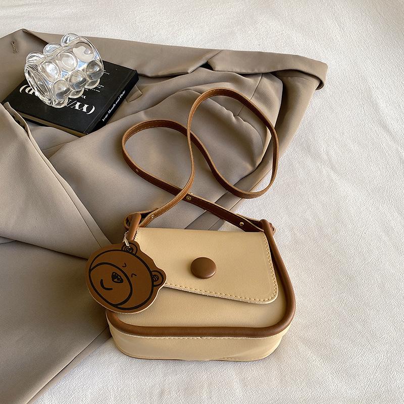 Retro small bag women's new trendy fashion texture shoulder bag high sense contrasting color versatile messenger small square bag