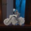 Retro Style Skull Ornament Halloween Skeleton Ornament Resin Motorcycle Figurines Durable Matte Finish Collectible Statue for Boy Desktops E-Sports