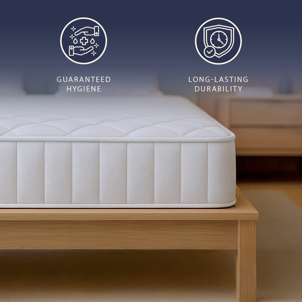 The White Stone Fire Retardant Memory Foam Mattress Height 20 Cm | | Hypoallergenic and Antibacterial Cover