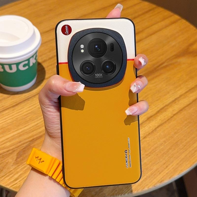 Luxury Dual Color Leather Case For Honor Magic 6 Pro Shockproof Full Body Cover Simple Faux Skin Phone Shell For Honor Magic 6