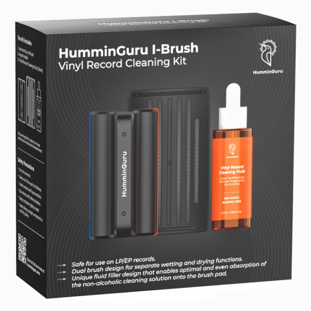 HumminGuru Analog Record Vinyl Record Cleaning includes vinyl record record cleaning and LP brush holder For use with turntables and record I-Brush