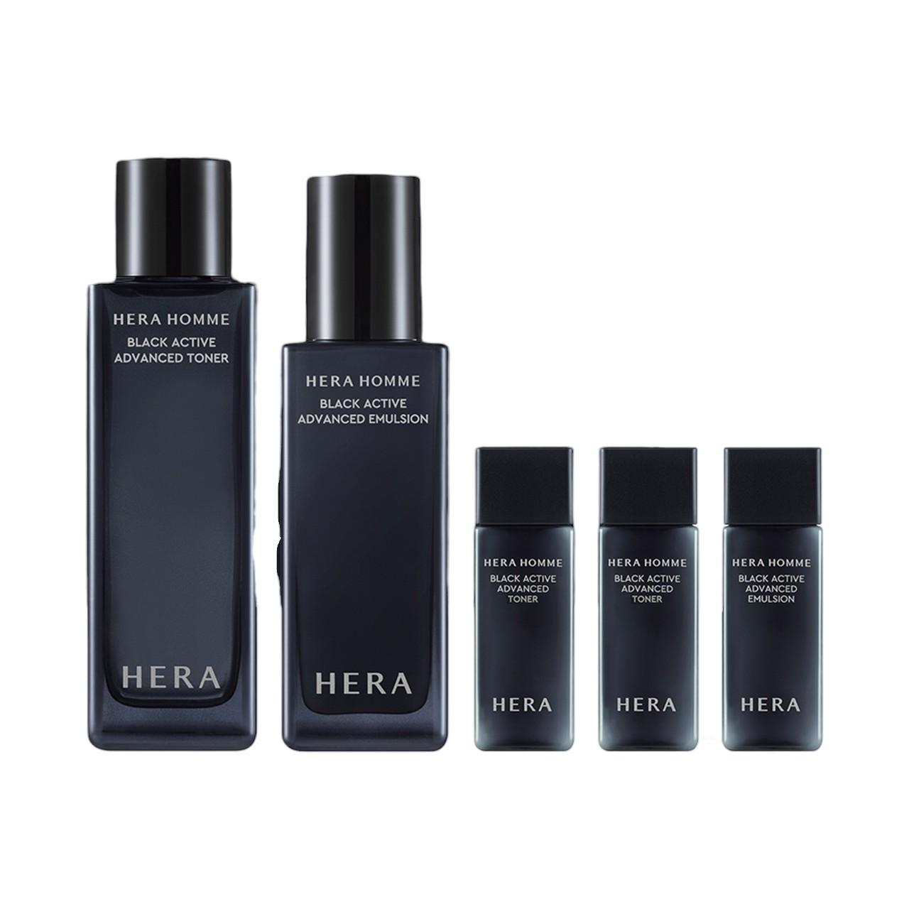HERA Homme Black Active 2-Item Skincare Set - Premium Anti-Aging & Revitalizing Routine for Men