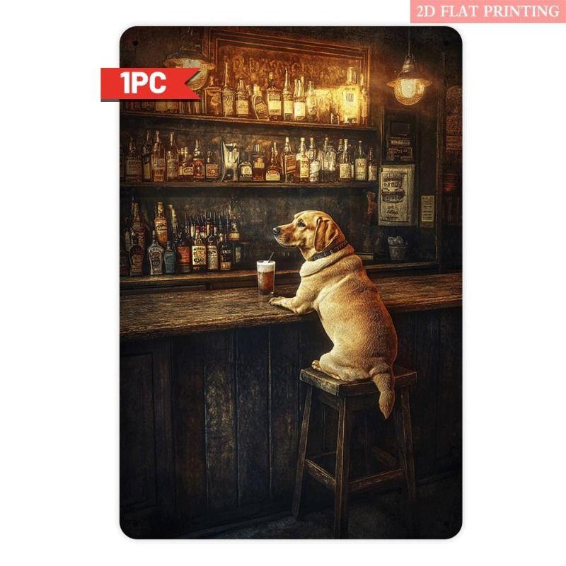 Old-Fashioned Animal Theme Metal Tin Sign for Kitchen Bar Coffee Shop Interior