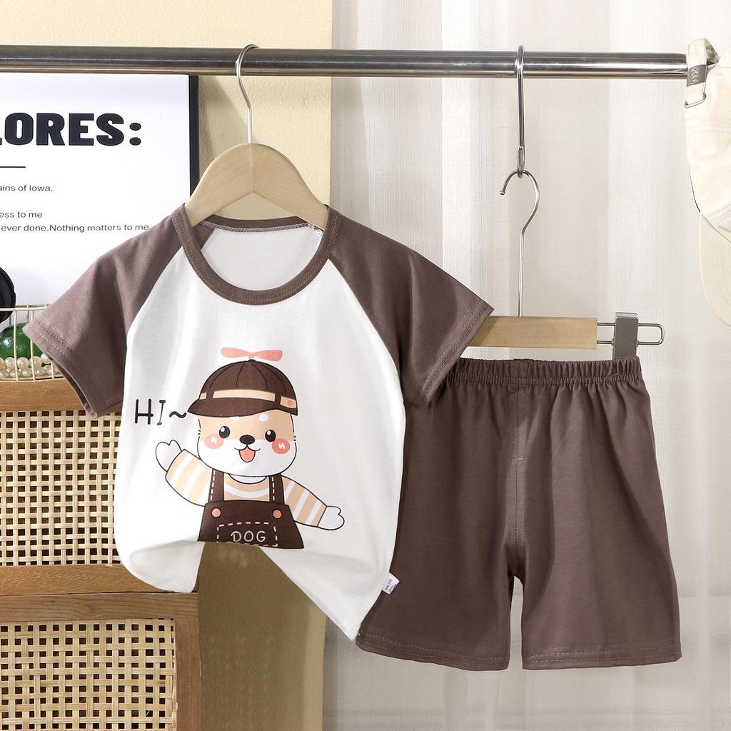 Children's Cotton Short-Sleeve Summer Pajama Set for Boys & Girls