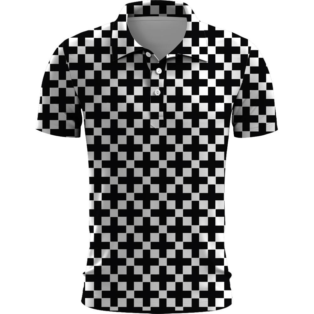Stylové kostkované polo tričko s krátkým rukávem, univerzální ležérní top pro každodenní nošení.