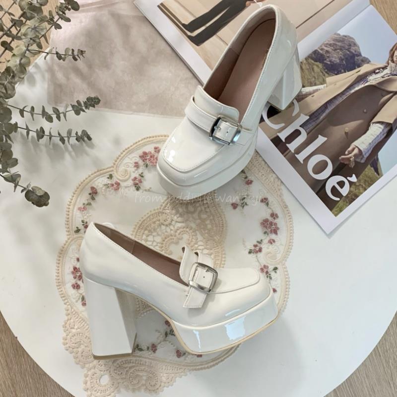 Black Mary Jane high heels women's spring and autumn new thick heel French Lolita jk Barbie single shoes