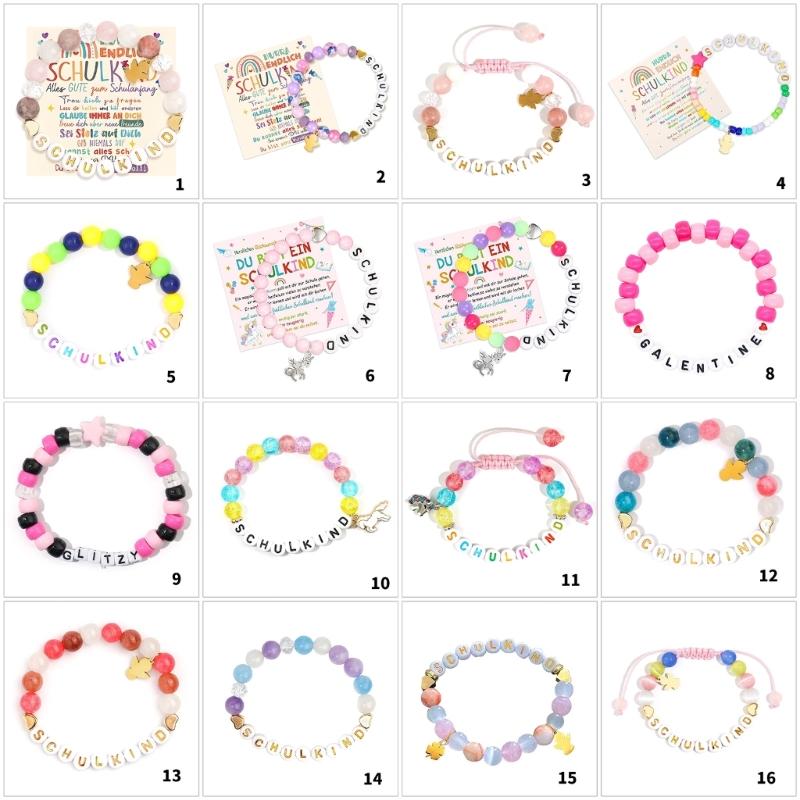 Creative Letter Bead Bracelet With/without Pendant Detail, Acrylic Design Wristlet For Teens Daily Accessories