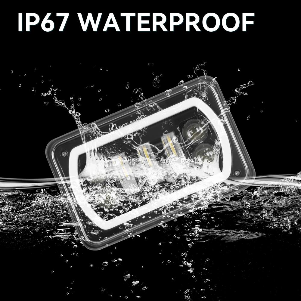 4X6inch Black Square LED Headlight DRL LED Driving Light Hi/Lo  For Honda Offroad Trucks Accessories Rectangular Light 12V