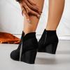 Fashion Large Size Women's Shoes Slope Heel Suede Rhinestone Short Boots Women Wish Autumn and Winter New Martin Boots