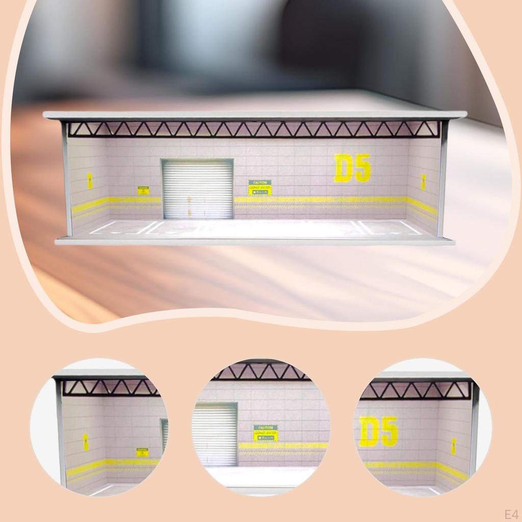 1/64 Model Car Display Case Garage Diorama Ornament Micro Landscape Decor Miniature Scenario