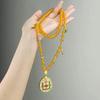Round Pendant Golden Necklace: Women's Light Luxury Fashion Sweater Chain