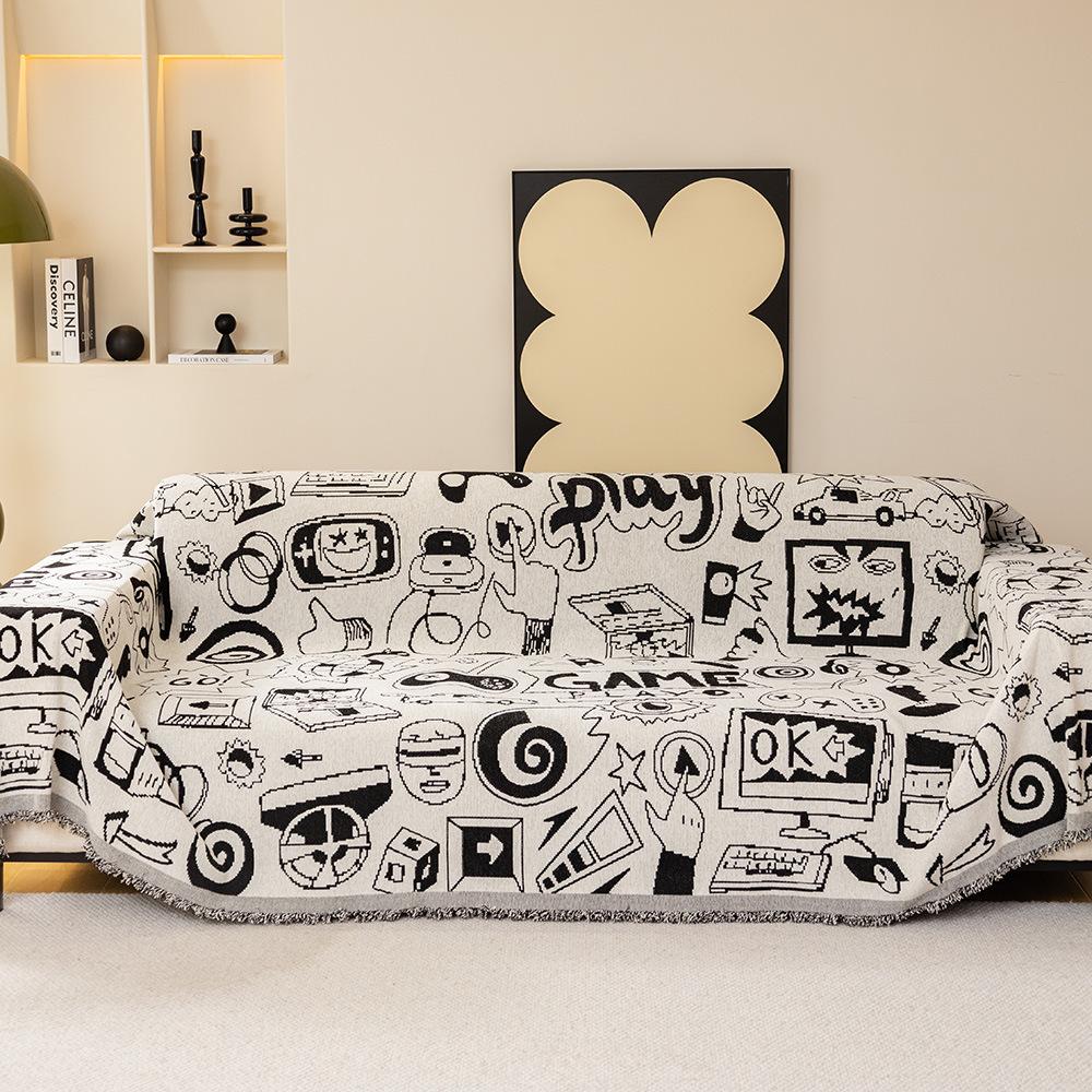 

Милый чехол для дивана, тканевое полотенце, синель, мультяшная подушка для дивана, универсальный нескользящий чехол, современный простой универсальный чехол 180*130