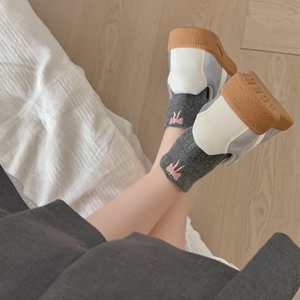 6Pairs Lolita JK Embroidery Bow Socks Sweet Socks Women Soft Ballet Tube Socks  Streetwear