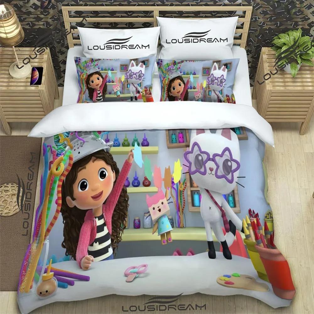 Cartoon Gabby'S Dollhouse Bedding Set For Bedroom Soft Bedspreads For Bed Linen Comefortable Duvet Cover Quilt And Pillowcase