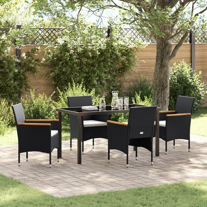 VidaXL Ensemble de jardin de 5 pièces en poly rotin noir 3379753